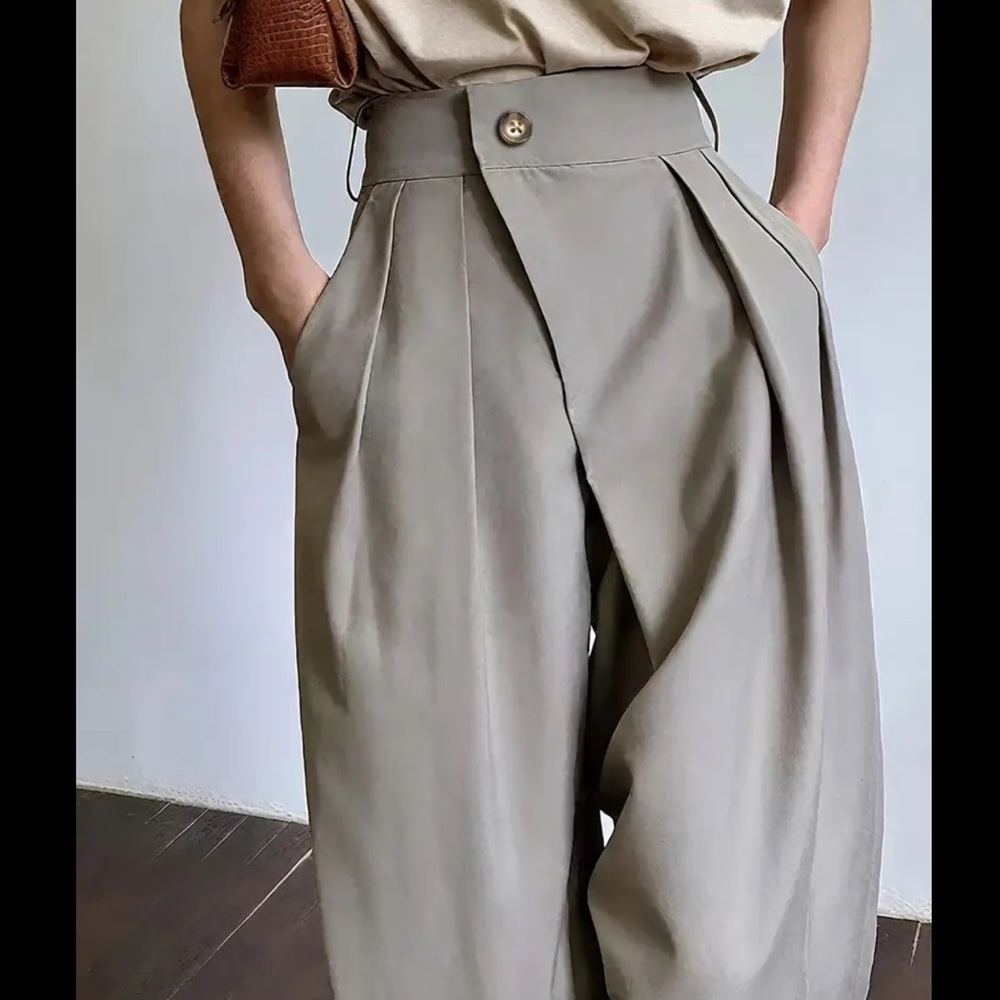 Elegant Tan High-Waisted Women's Pants